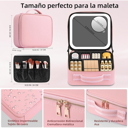 Nuvexa Estuche de Maquillaje con Espejo LED
