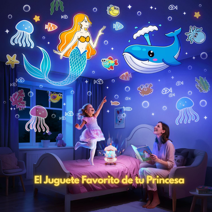 Lámpara Proyector Carrusel 360° con parlante Bluetooth + 15 películas + Control Remoto