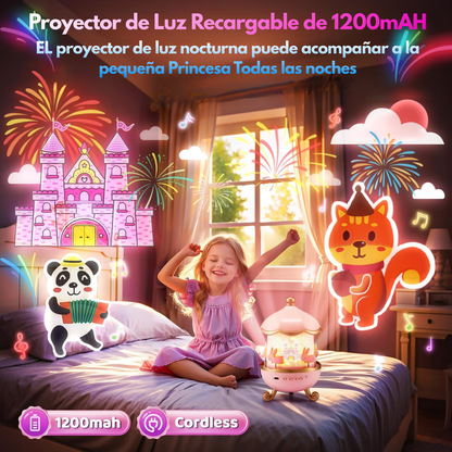 Lámpara Proyector Carrusel 360° con parlante Bluetooth + 15 películas + Control Remoto