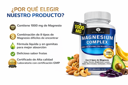 MAGNESIO COMPLEX, REDUCE HINCHAZÓN Y DUERME BIEN CON LOS 8 MAGNESIOS