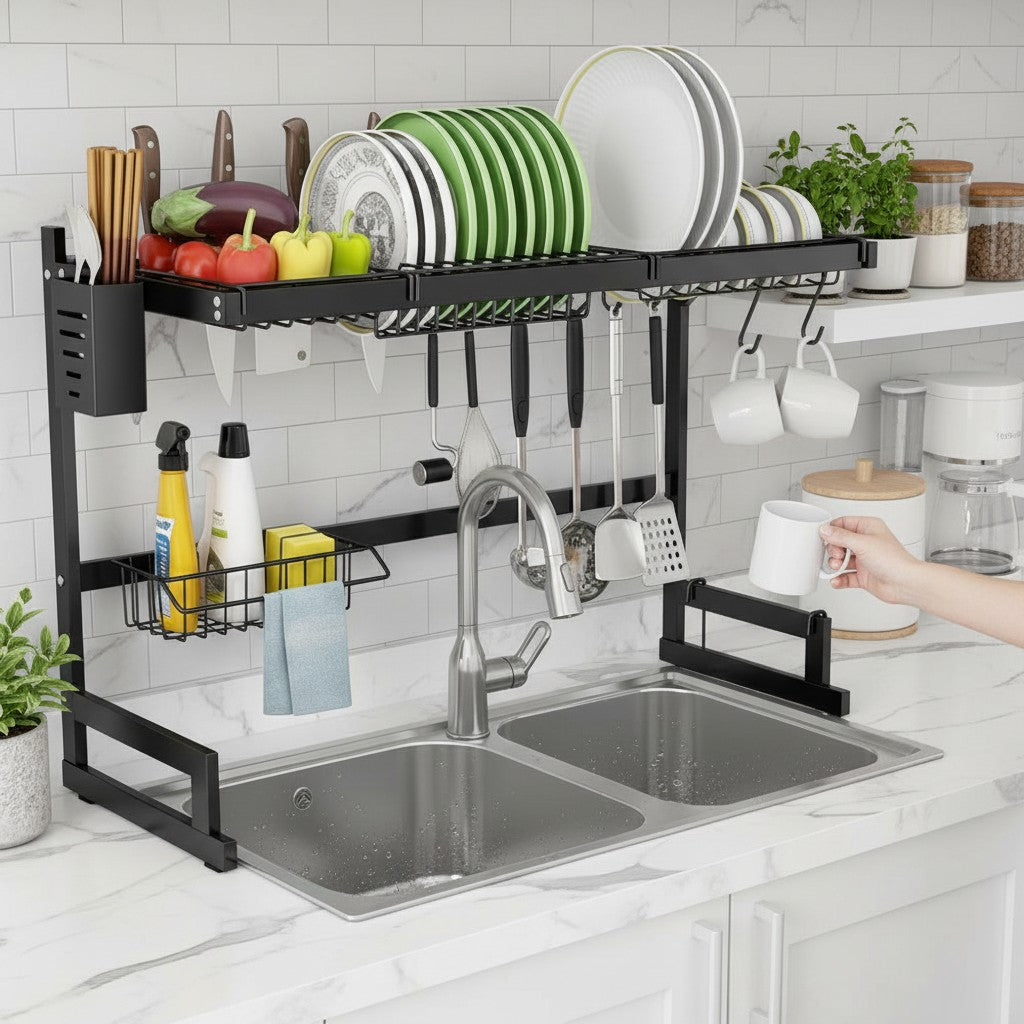 Combo Escurridor de Platos + Jabonera + Tapete Ultra Absorbente